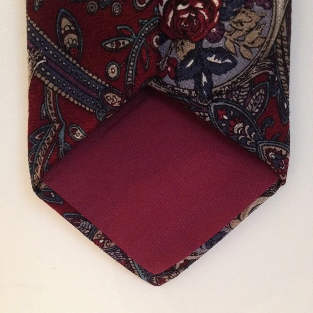 Trissardi Neck Tie Floral Rose Paisley Burgundy Red Blue Grey Flowers Mens Wear